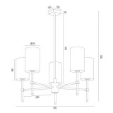 ARGON 2134 | Abruzzo-AR Argon csillár lámpa rövidíthető vezeték 5x E14 súrolt arany, fehér