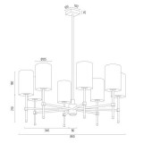 ARGON 5051 | Abruzzo-AR Argon csillár lámpa rövidíthető vezeték 8x E14 súrolt arany, fehér