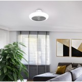 EGLO 35093 | Sayulita Eglo ventilátoros lámpa mennyezeti kerek távirányító szabályozható fényerő, állítható színhőmérséklet, időkapcsoló 3x LED 3300lm 2700 <-> 6500K fehér, szürke, áttetsző