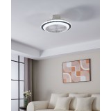 EGLO 35141 | Albufeira Eglo ventilátoros lámpa mennyezeti kerek távirányító szabályozható fényerő, állítható színhőmérséklet, időkapcsoló 3x LED 3300lm 2700 <-> 6500K fehér, opál