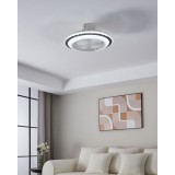 EGLO 35141 | Albufeira Eglo ventilátoros lámpa mennyezeti kerek távirányító szabályozható fényerő, állítható színhőmérséklet, időkapcsoló 3x LED 3300lm 2700 <-> 6500K fehér, opál