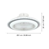 EGLO 35141 | Albufeira Eglo ventilátoros lámpa mennyezeti kerek távirányító szabályozható fényerő, állítható színhőmérséklet, időkapcsoló 3x LED 3300lm 2700 <-> 6500K fehér, opál