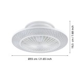 EGLO 35145 | Malinska Eglo ventilátoros lámpa mennyezeti kerek távirányító szabályozható fényerő, állítható színhőmérséklet, időkapcsoló 3x LED 4500lm 2700 <-> 6500K fehér, kristály hatás