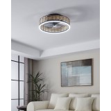 EGLO 35148 | Frana Eglo ventilátoros lámpa mennyezeti kerek távirányító szabályozható fényerő, állítható színhőmérséklet, időkapcsoló 1x LED 3600lm 2700 <-> 6500K matt fekete, natúr, opál