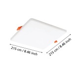 EGLO 900969 | Rapita Eglo beépíthető LED panel négyzet 215x215mm 1x LED 2250lm 3000K IP65/20 fehér, opál