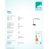 EGLO 96438 | Laroa Eglo asztali lámpa 32,5cm fényerőszabályzós érintőkapcsoló flexibilis, szabályozható fényerő 1x LED 550lm 4000K fekete