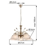 GLOBO 69007-5H | Posadas Globo csillár lámpa 5x E27 antikolt réz, alabástrom