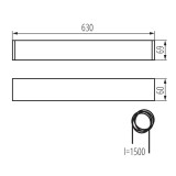 KANLUX 27411 | Alin-4LED Kanlux függeszték 600mm lámpa - MATT - ALIN 4LED 1X60-B - téglatest T8 LED fényforráshoz tervezve 1x G13 / T8 LED fekete