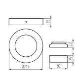 KANLUX 33536 | Carsa Kanlux fali, mennyezeti LED panel - CARSA V2LED 18W-NW-B - kerek 1x LED 1080lm 4000K fekete