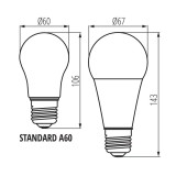 KANLUX 33746 | E27 19W -> 150W Kanlux normál A67 LED fényforrás IQ-LED SAFE light - IQ-LED A67 N 19W-WW - 2450lm 3000K 200° CRI>80