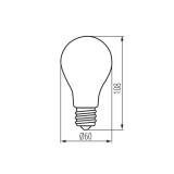 KANLUX 36243 | E27 4W -> 62W Kanlux normál A60 LED fényforrás 210 lm/W filament - XLED EX A60 4W-WW - 840lm 2700K 320° CRI>80