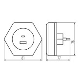 KANLUX 37397 | Bola-KL Kanlux éjjelifény lámpa - BOLA LED 2xUSB WW W - fényérzékelő szenzor - alkonykapcsoló konnektorlámpa, USB csatlakozó 1x LED 4lm 3000K fehér