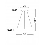 NOVA LUCE 9453454 | Rando-Thin Nova Luce függeszték lámpa - TRIAC kerek szabályozható fényerő, rövidíthető vezeték 1x LED 3250lm 3000K arany, fehér