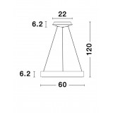 NOVA LUCE 9453456 | Rando-Thin Nova Luce függeszték lámpa - TRIAC kerek szabályozható fényerő, rövidíthető vezeték 1x LED 3250lm 3000K antikolt ezüst, fehér