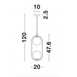 NOVA LUCE 9988171 | Obitar Nova Luce függeszték lámpa rövidíthető vezeték 2x G9 sárgaréz, opál