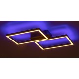 RABALUX 71032 | Ludano Rabalux mennyezeti lámpa távirányító szabályozható fényerő, állítható színhőmérséklet, színváltós, időkapcsoló, éjjelifény, háttérvilágítás 1x LED 2400lm 2700 <-> 6500K matt fekete, opál
