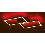 RABALUX 71032 | Ludano Rabalux mennyezeti lámpa távirányító szabályozható fényerő, állítható színhőmérséklet, színváltós, időkapcsoló, éjjelifény, háttérvilágítás 1x LED 2400lm 2700 <-> 6500K matt fekete, opál
