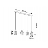 RABALUX 72271 | Florian-RA Rabalux függeszték lámpa 4x E27 matt fekete, füst