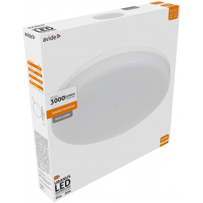 AVIDE ABBHL-24-30W-NW-URA | Uranus Avide mennyezeti lámpa 1x LED 3000lm 4000K IP54 fehér