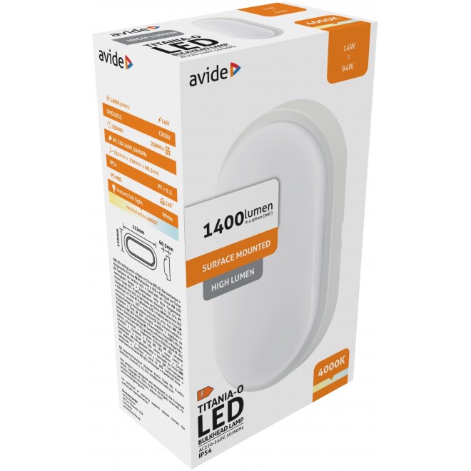 AVIDE ABBHL-O-14W-NW-HL | Titania Avide mennyezeti lámpa 1x LED 1400lm 4000K IP54 fehér