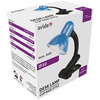 AVIDE ABDL-CLIP-BL-60W | Basic-AV Avide csiptetős lámpa kapcsoló flexibilis 1x E27 kék