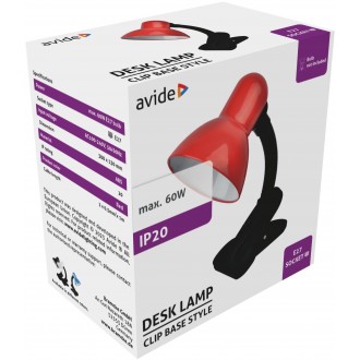 AVIDE ABDL-CLIP-R-60W | Basic-AV Avide csiptetős lámpa kapcsoló flexibilis 1x E27 piros