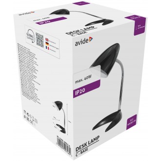 AVIDE ABDLC-B-BULB | Basic-AV Avide asztali lámpa 37cm kapcsoló flexibilis 1x E27 380lm 2700K fekete