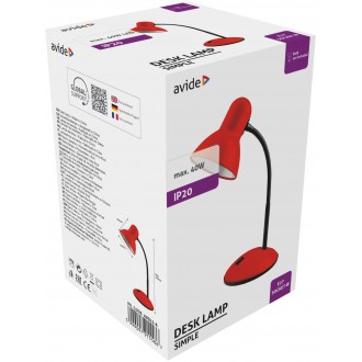 AVIDE ABDLS-R-BULB | Basic-AV Avide asztali lámpa kapcsoló flexibilis 1x E27 piros