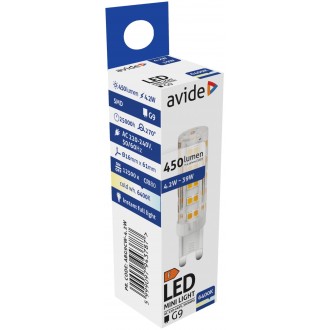 AVIDE ABG9CW-4.2W | G9 4,2W Avide LED fényforrás lámpa 450lm 6400K 220°