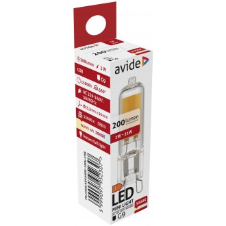 AVIDE ABG9WW-2WN-COB | G9 2W Avide LED fényforrás lámpa 200lm 3000K 360°