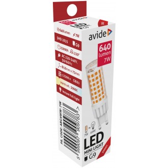 AVIDE ABG9WW-7W | G9 7W Avide LED fényforrás lámpa 640lm 3000K 220°