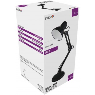 AVIDE ABLDL-VINTE27-PC-B-60W | Basic-AV Avide asztali lámpa 46,5cm kapcsoló elforgatható alkatrészek 1x E27 fekete