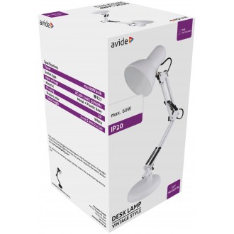 AVIDE ABLDL-VINTE27-PC-W-60W | Basic-AV Avide asztali lámpa 46,5cm kapcsoló elforgatható alkatrészek 1x E27 fehér