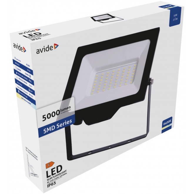 AVIDE ABLRFLCW-50W | AV-Flood-Slim Avide fényvető reflektor lámpa 1x LED 5000lm 6400K IP65