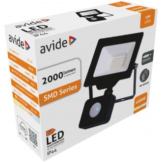 AVIDE ABLRFLNW-20WQC-PIR | AV-Flood-Slim Avide fényvető reflektor lámpa mozgásérzékelő 1x LED 2000lm 4000K IP44