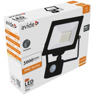 AVIDE ABLRFLNW-30WQC-PIR | AV-Flood-Slim Avide fényvető reflektor lámpa mozgásérzékelő 1x LED 3000lm 4000K IP65