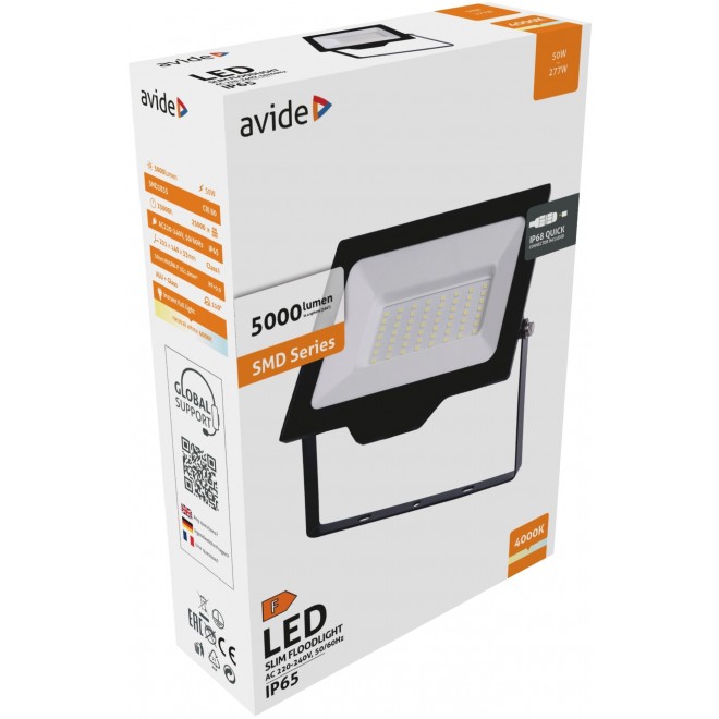 AVIDE ABLRFLNW-50WQC | AV-Flood-Slim Avide fényvető reflektor lámpa 1x LED 5000lm 4000K IP65