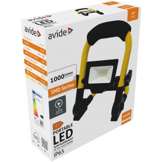 AVIDE ABLRSFLNW-10W | AV-Flood-Slim Avide hordozható fényvető/reflektor lámpa vezetékkel, villásdugóval elátott 1x LED 1000lm 4000K IP65 fekete