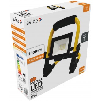 AVIDE ABLRSFLNW-20W | AV-Flood-Slim Avide hordozható fényvető/reflektor lámpa vezetékkel, villásdugóval elátott 1x LED 2000lm 4000K IP65 fekete