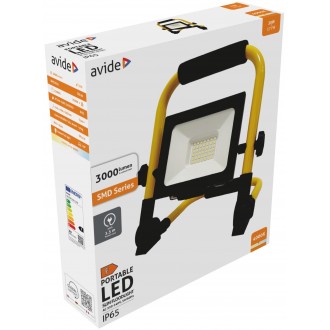 AVIDE ABLRSFLNW-30W | AV-Flood-Slim Avide hordozható fényvető/reflektor lámpa vezetékkel, villásdugóval elátott 1x LED 3000lm 4000K IP65 fekete