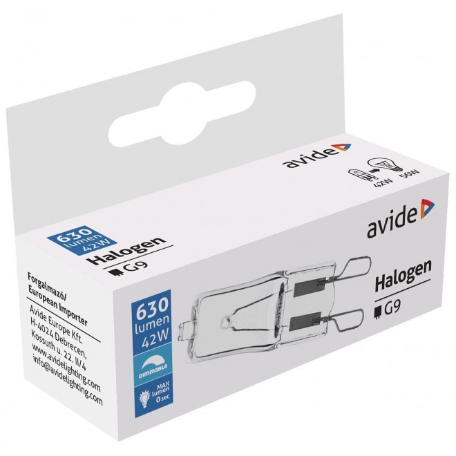 AVIDE AHG9WW-42W-B | G9 42W Avide halogén izzó lámpa 630lm 3000K 360°