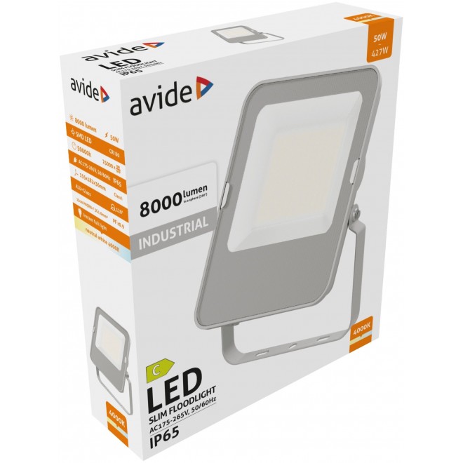 AVIDE AILFLNW-50W | AV-Flood-Ind Avide fényvető reflektor lámpa 1x LED 8000lm 4000K IP65