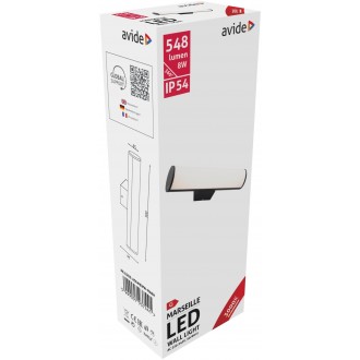 AVIDE AOLW8WW-MARH | Marseille Avide fali lámpa 1x LED 548lm 3000K IP54 fekete