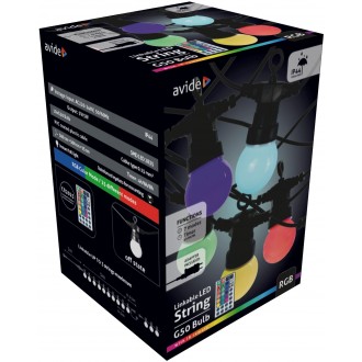 AVIDE AOS10LE40LR-RGB | AV-String-IP4 Avide hangulatvilágítás lámpa - 5m távirányító 10x LED RGBK IP44