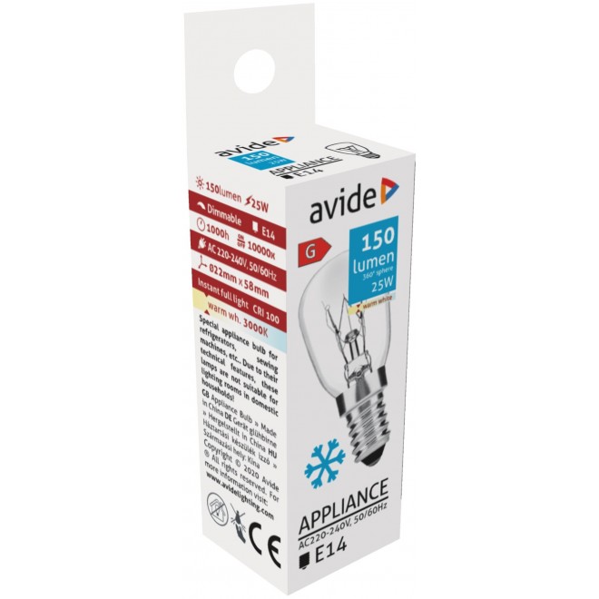 AVIDE ARAC14WW-25W | E14 25W Avide izzó hűtőszekrény 150lm 3000K 360°