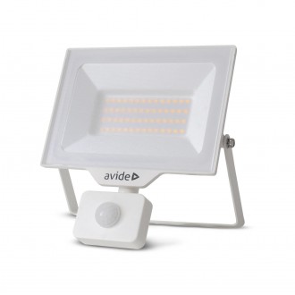 AVIDE ARFFLNW-30W-PIR-W | AV-Ref-Slim Avide fényvető reflektor lámpa mozgásérzékelő elforgatható alkatrészek 1x LED 3000lm 4000K IP44 fehér