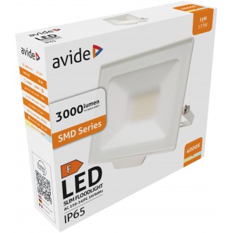 AVIDE ARFFLNW-30W-W | AV-Ref-Slim Avide fényvető reflektor lámpa elforgatható alkatrészek 1x LED 3000lm 4000K IP65 fehér