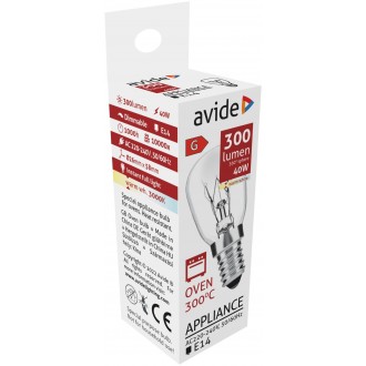 AVIDE AROB14WW-40W | E14 40W Avide izzó sütő - max 300 °C 300lm 3000K 360°