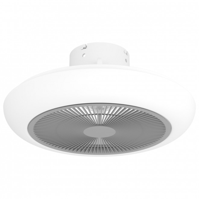 EGLO 35093 | Sayulita Eglo ventilátoros lámpa mennyezeti kerek távirányító szabályozható fényerő, állítható színhőmérséklet, időkapcsoló 3x LED 3300lm 2700 <-> 6500K fehér, szürke, áttetsző