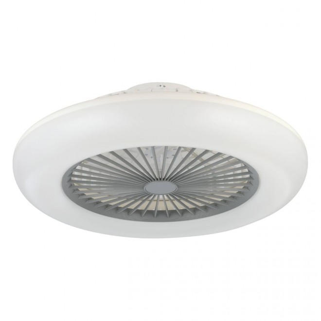 EGLO 35144 | Sayulita Eglo ventilátoros lámpa mennyezeti kerek távirányító szabályozható fényerő, állítható színhőmérséklet, időkapcsoló 3x LED 4500lm 2700 <-> 6500K fehér, szürke, opál